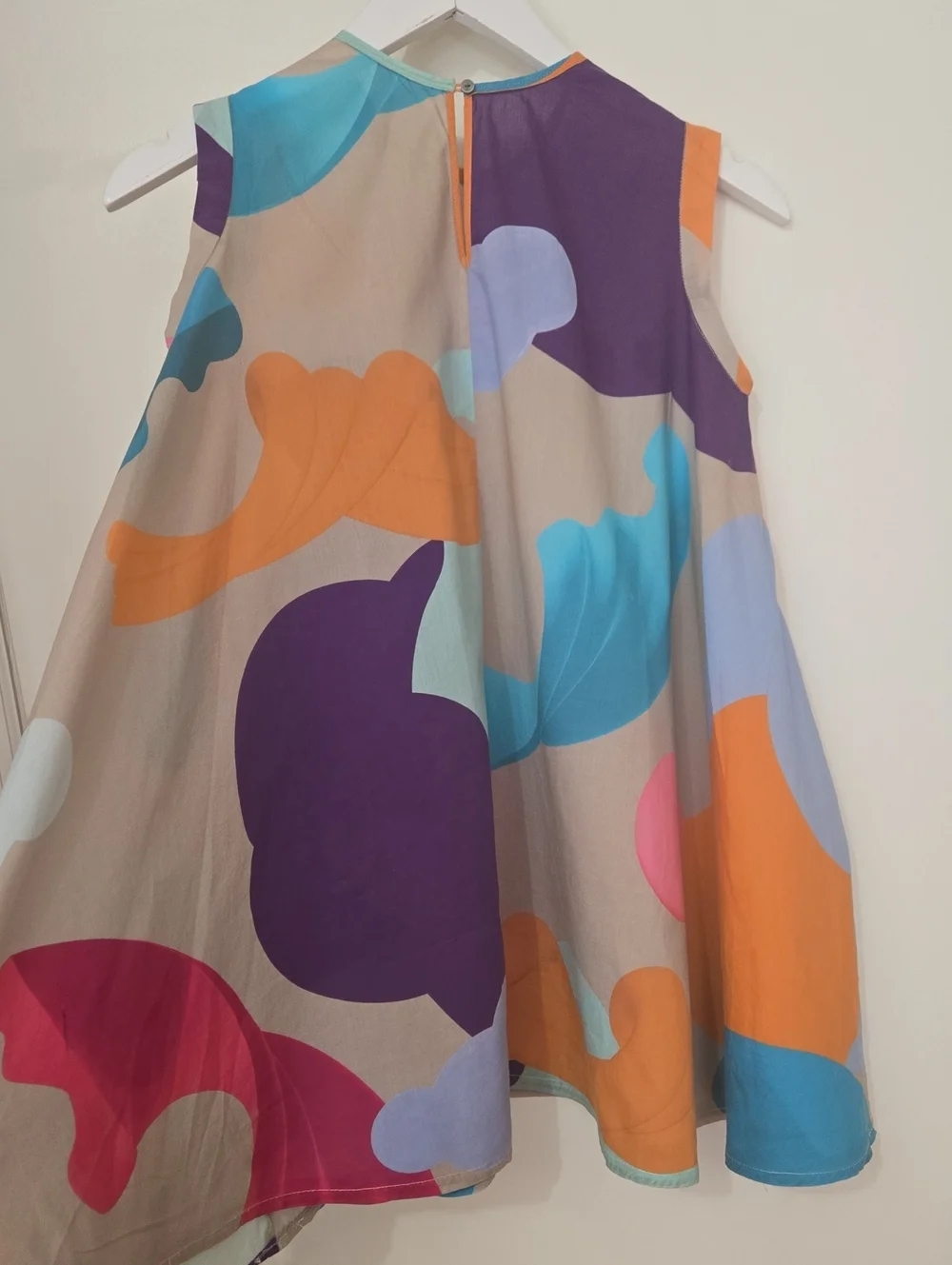 JNBY Kids Cream All-Over Print  Dress, with Back Button Closure, S 4-5